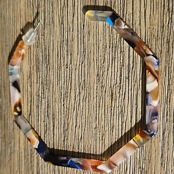 Multi Colored Bigger Acrylic Hoop Lightweight Earrings - Picture 2 of 3